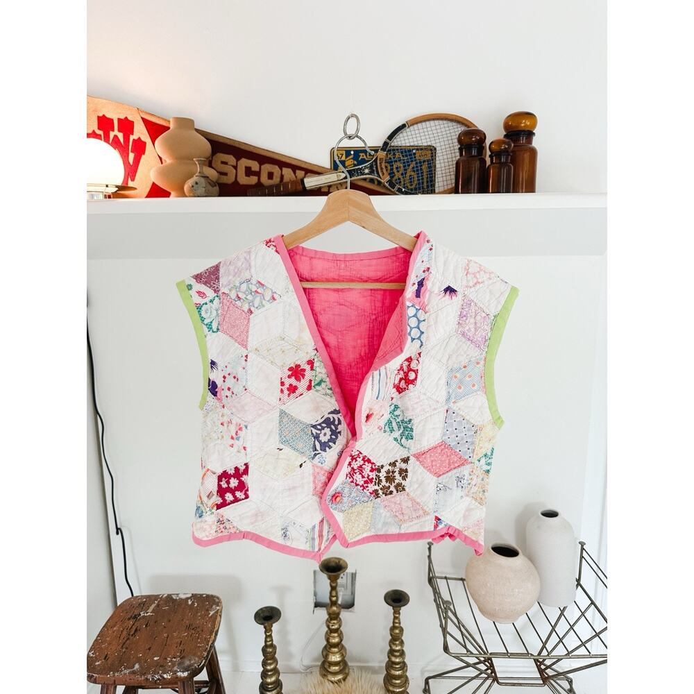 Vintage Handmade Quilted Vest Size Medium